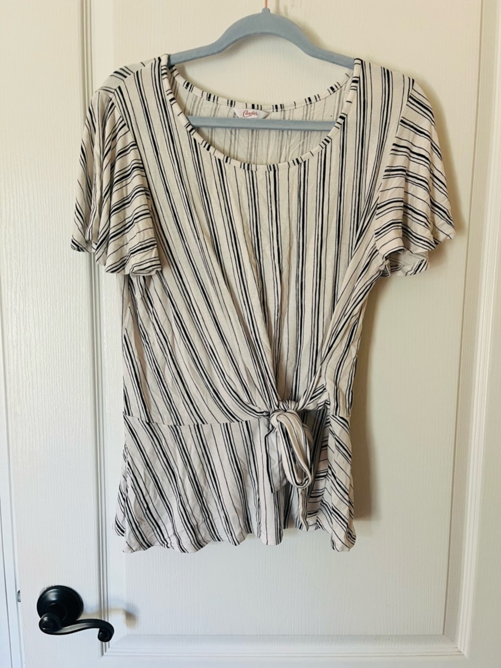 Candie's Striped Tie-Front Blouse